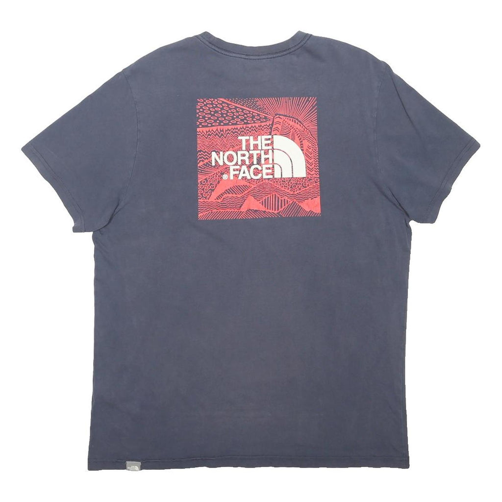 THE NORTH FACE Mens Blue Graphic T-Shirt L Short Sleeve Crew Neck Cotton Blend