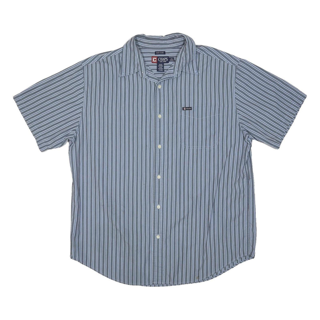 CHAPS Mens Blue & Black Striped Cotton Blend Shirt XL Casual Button Down