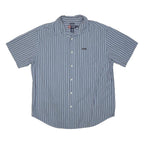 CHAPS Mens Blue & Black Striped Cotton Blend Shirt XL Casual Button Down