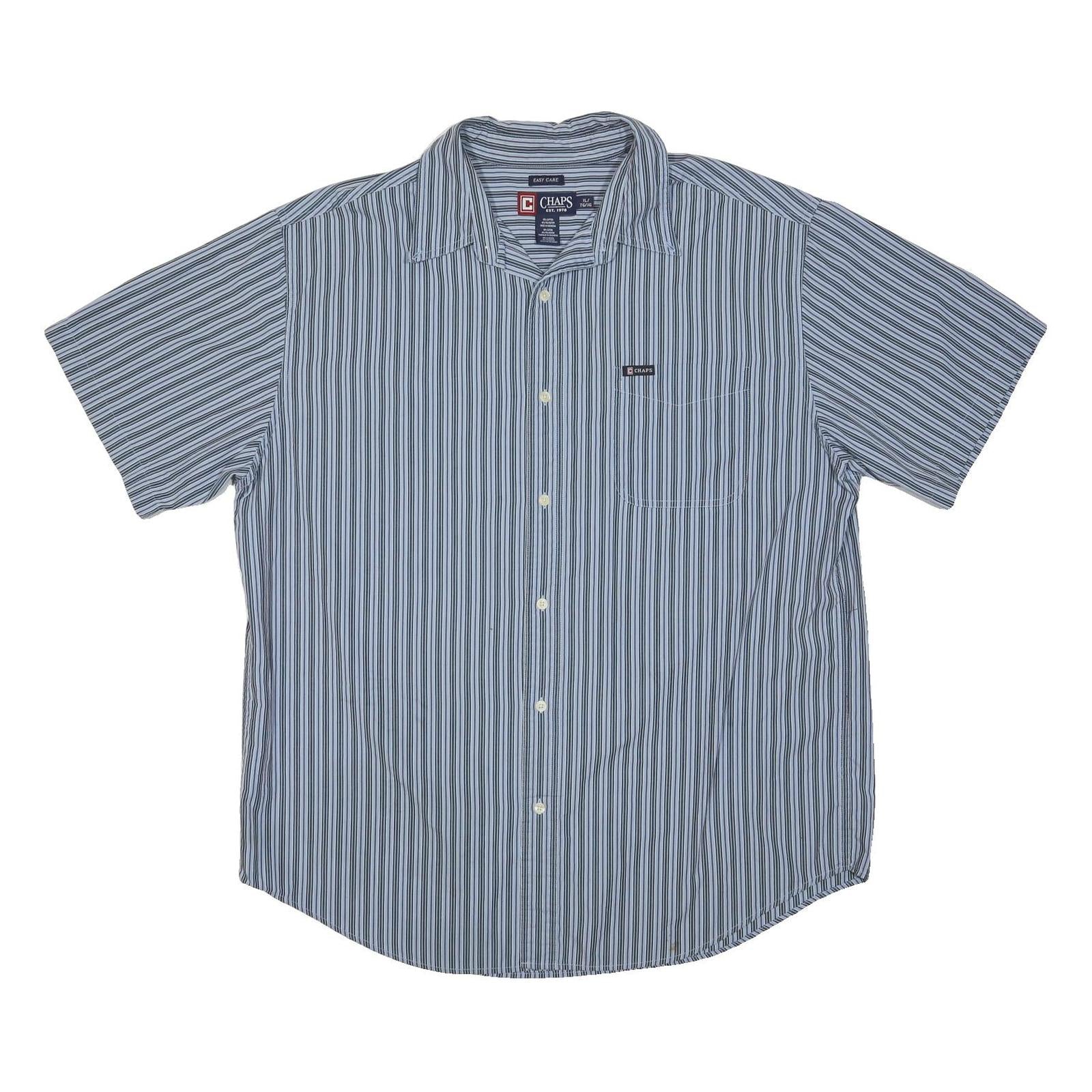 CHAPS Mens Blue & Black Striped Cotton Blend Shirt XL Casual Button Down
