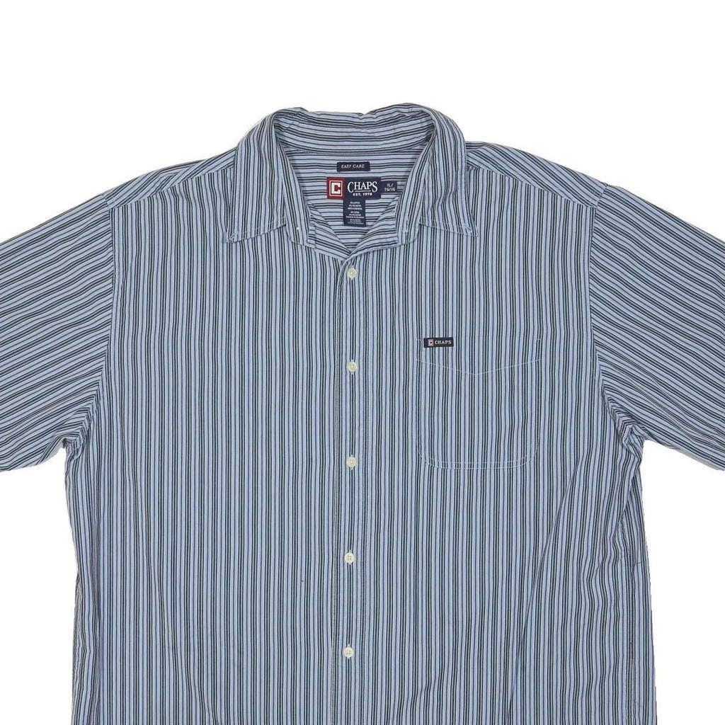 CHAPS Mens Blue & Black Striped Cotton Blend Shirt XL Casual Button Down