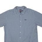 CHAPS Mens Blue & Black Striped Cotton Blend Shirt XL Casual Button Down