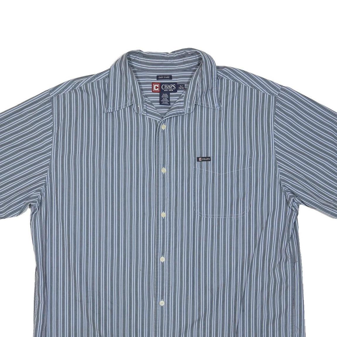 CHAPS Mens Blue & Black Striped Cotton Blend Shirt XL Casual Button Down