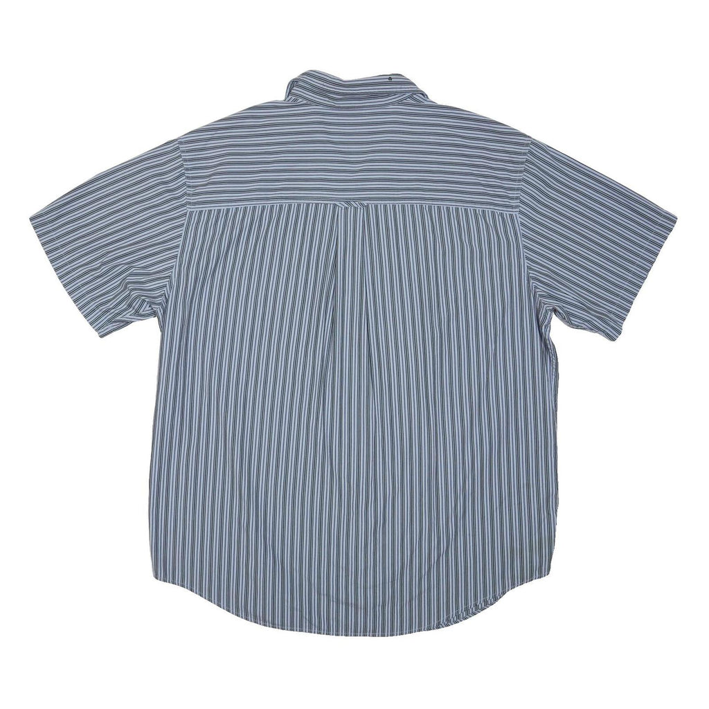 CHAPS Mens Blue & Black Striped Cotton Blend Shirt XL Casual Button Down