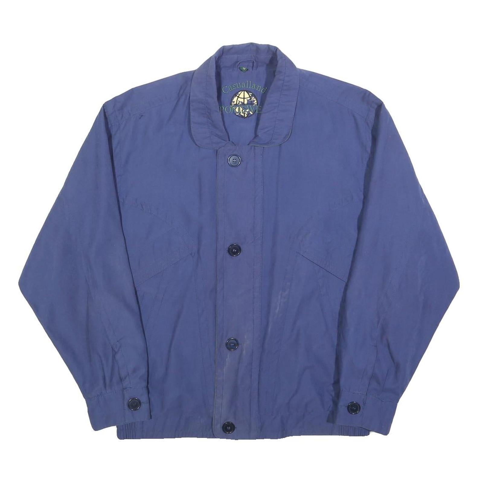 CASUAL LAND Mens Blue Zip Jacket M Polyester Blend Plain Lightweight Casual