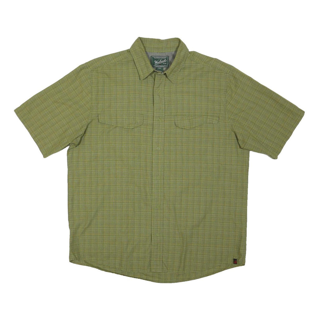 WOOLRICH Mens Green Check Shirt L Lightweight Casual Button Shirt