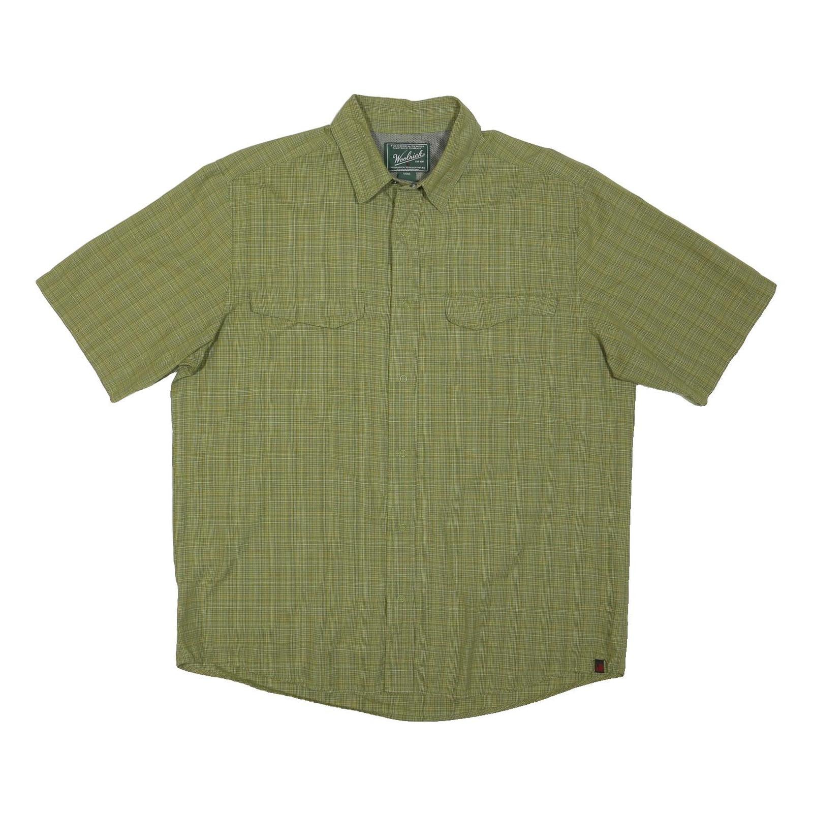 WOOLRICH Mens Green Check Shirt L Lightweight Casual Button Shirt