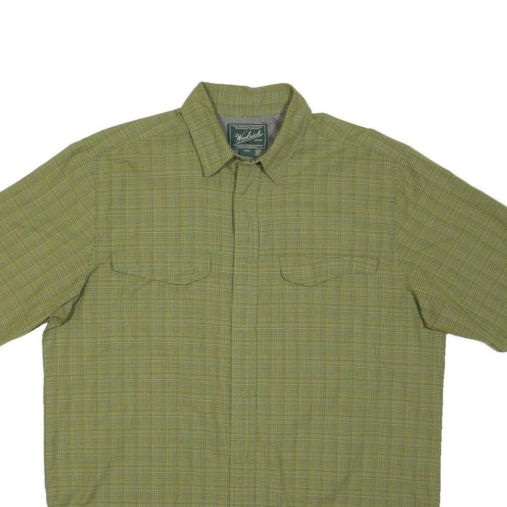 WOOLRICH Mens Green Check Shirt L Lightweight Casual Button Shirt