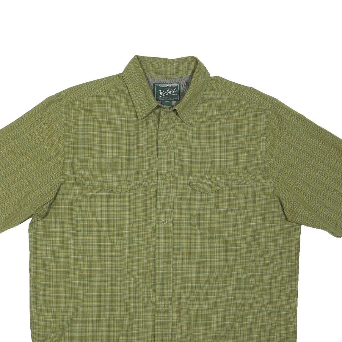 WOOLRICH Mens Green Check Shirt L Lightweight Casual Button Shirt
