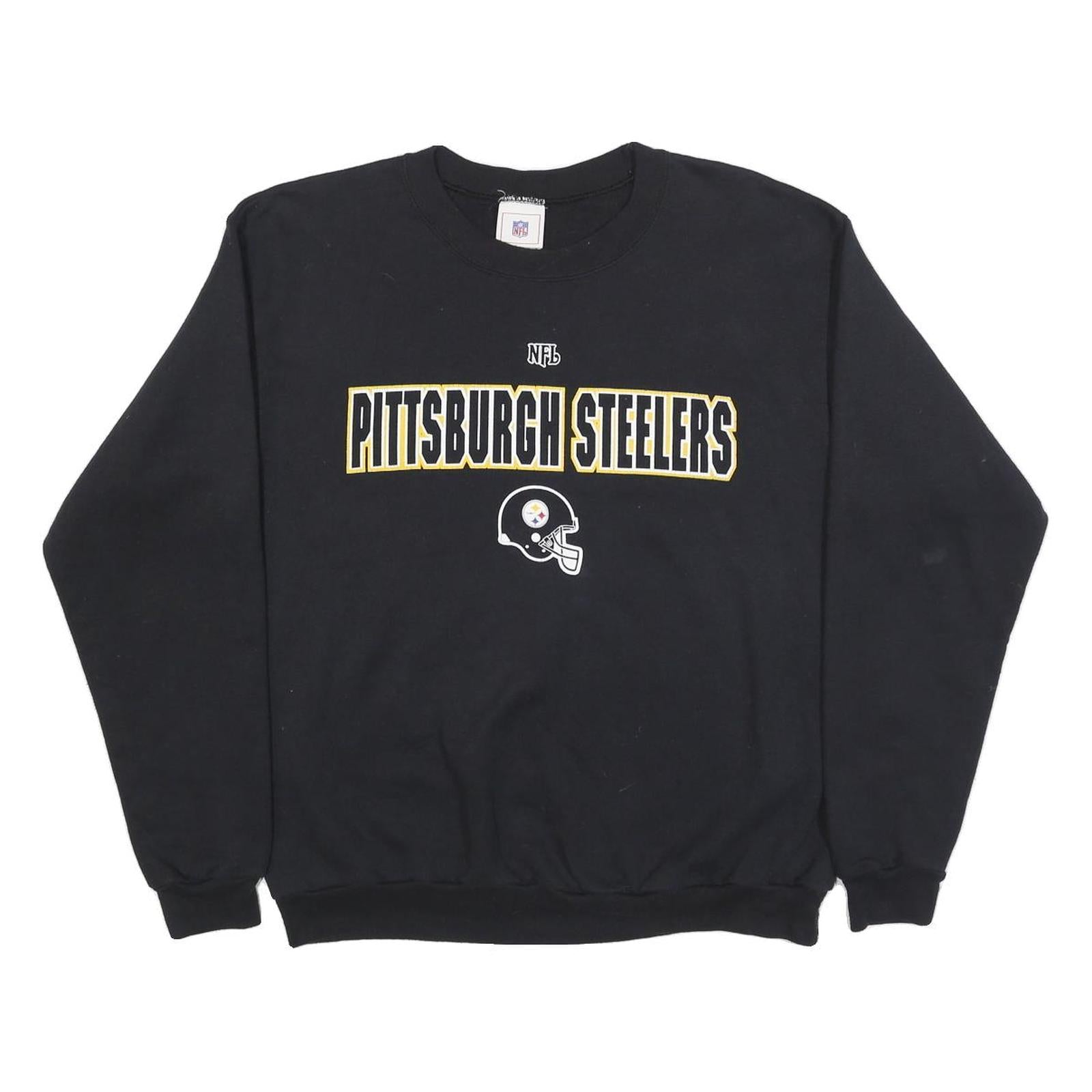 NFL Mens Black Pittsburgh Steelers Crew Neck M Cotton Blend Pullover Sweatshirt