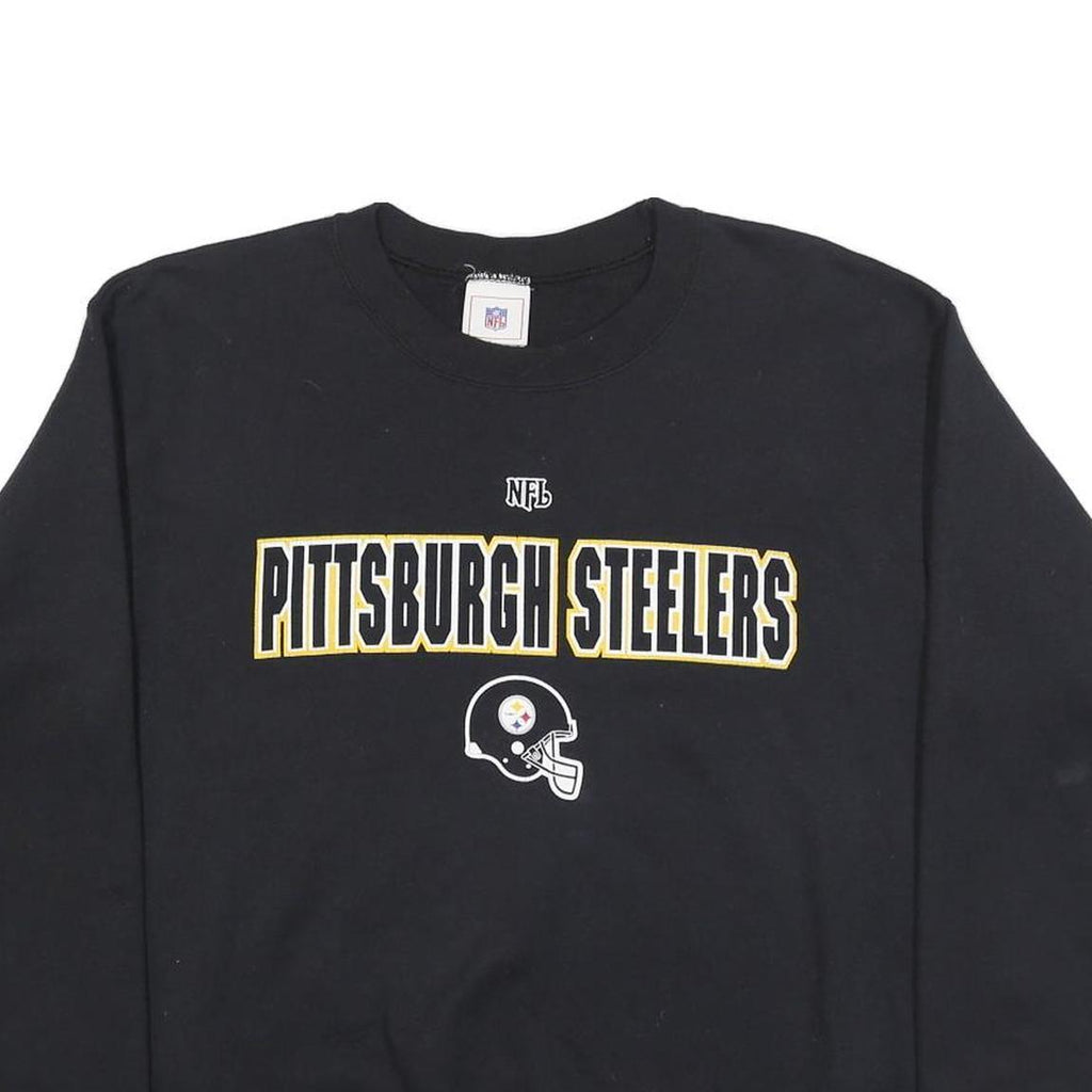 NFL Mens Black Pittsburgh Steelers Crew Neck M Cotton Blend Pullover Sweatshirt
