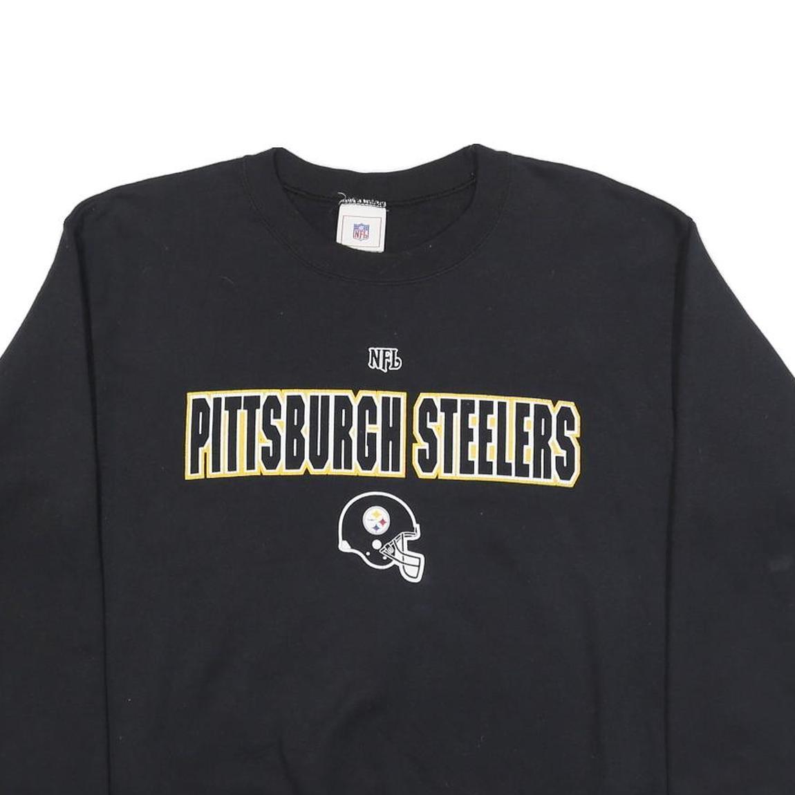 NFL Mens Black Pittsburgh Steelers Crew Neck M Cotton Blend Pullover Sweatshirt