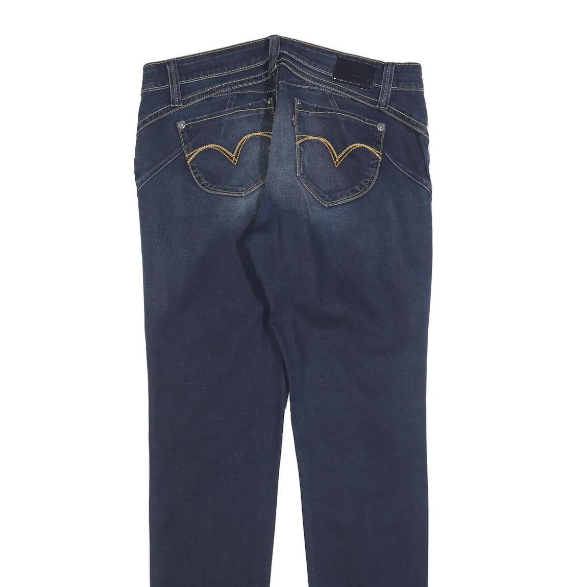 LEVI'S Womens Slim Dark Blue Denim Jeans W31 L34 Stretch Cotton Blend Zip