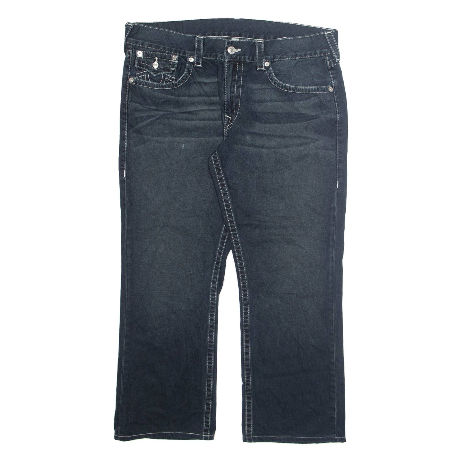 TRUE RELIGION Mens Jeans Blue Regular Straight Stone Wash W38 L28