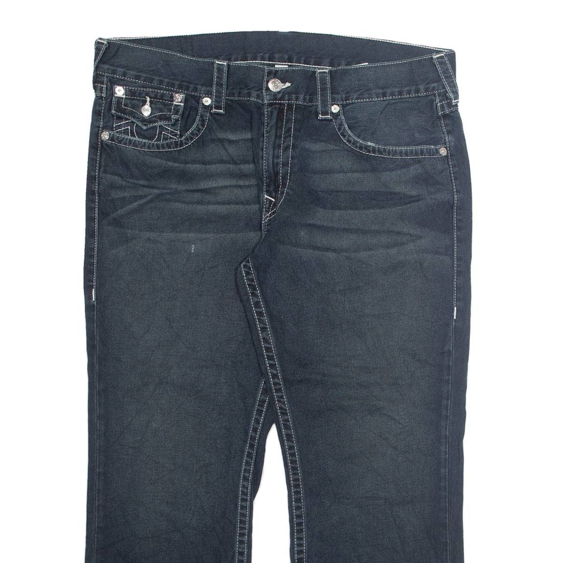 TRUE RELIGION Mens Jeans Blue Regular Straight Stone Wash W38 L28
