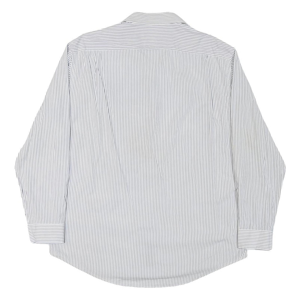 NAUTICA Mens White & Blue Striped Shirt M Classic Cotton Blend Casual