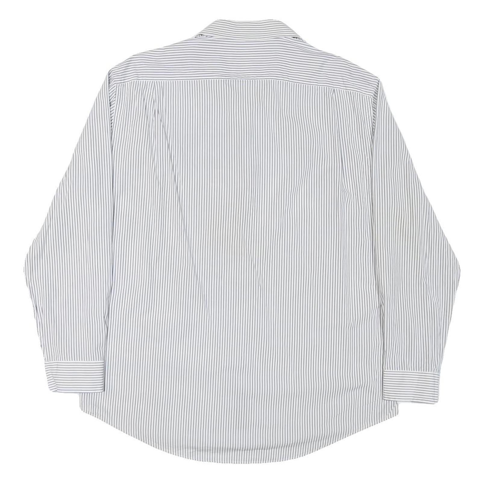 NAUTICA Mens White & Blue Striped Shirt M Classic Cotton Blend Casual