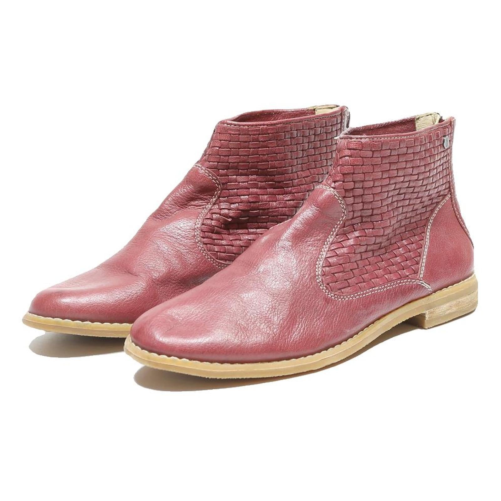 HUSH PUPPIES Womens Ankle Boots Leather Burgundy UK 7 Comfortable Classic Zip