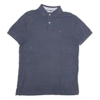 TOMMY HILFIGER Mens Blue Short Sleeve Plain M Polo Shirt Classic Comfort