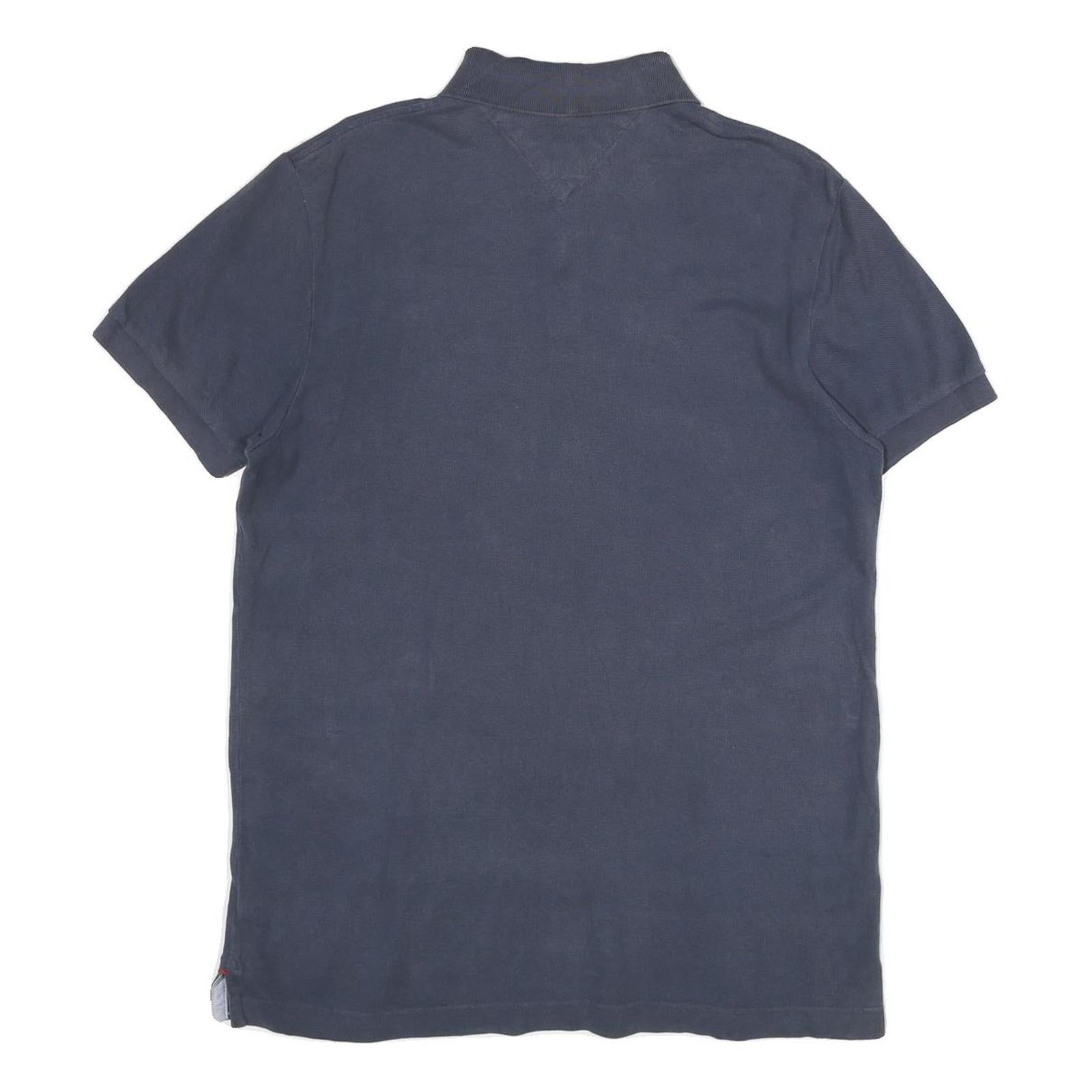 TOMMY HILFIGER Mens Blue Short Sleeve Plain M Polo Shirt Classic Comfort