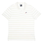 NIKE Mens White Polo Shirt Short Sleeve Striped L Cotton Casual