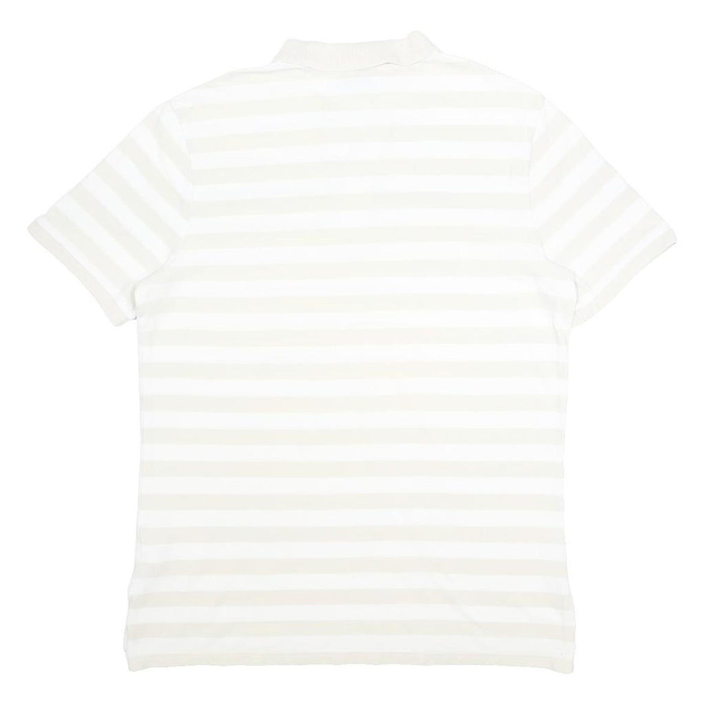 NIKE Mens White Polo Shirt Short Sleeve Striped L Cotton Casual