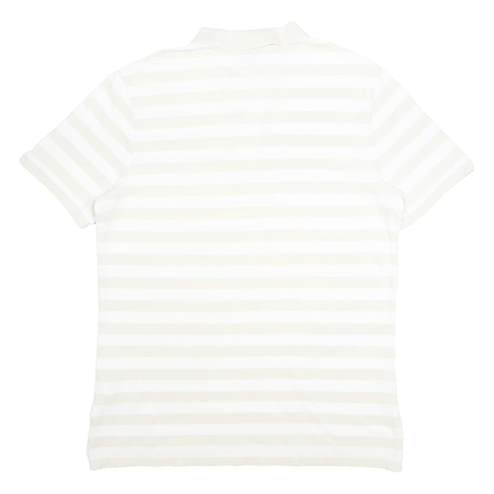 NIKE Mens White Polo Shirt Short Sleeve Striped L Cotton Casual