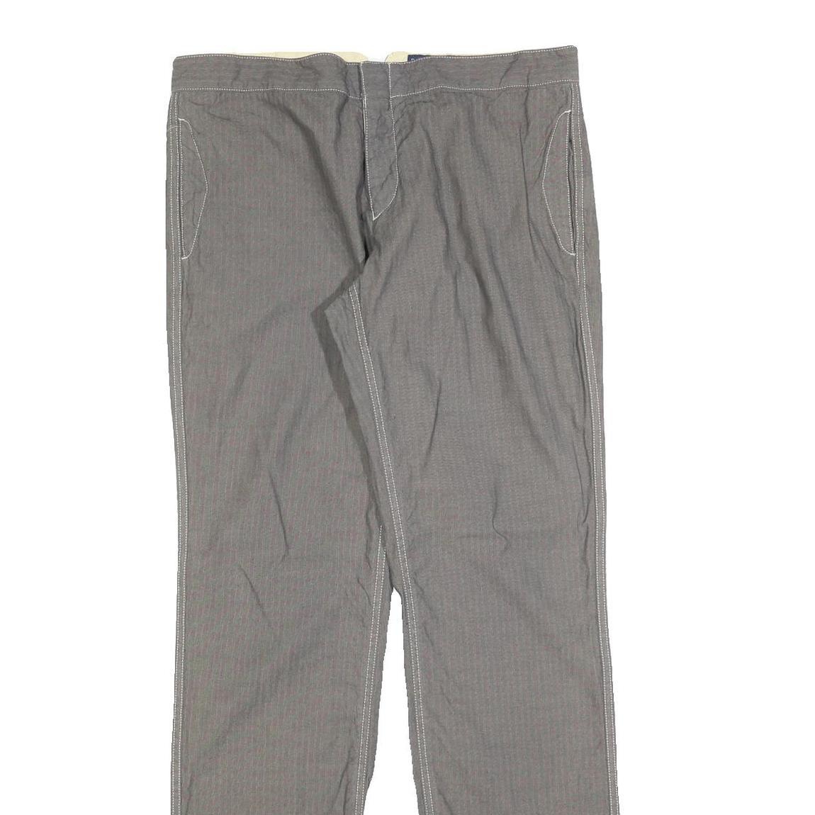 RALPH LAUREN Womens Cotton Blend Grey Regular Straight Trousers W34 L34 Casual