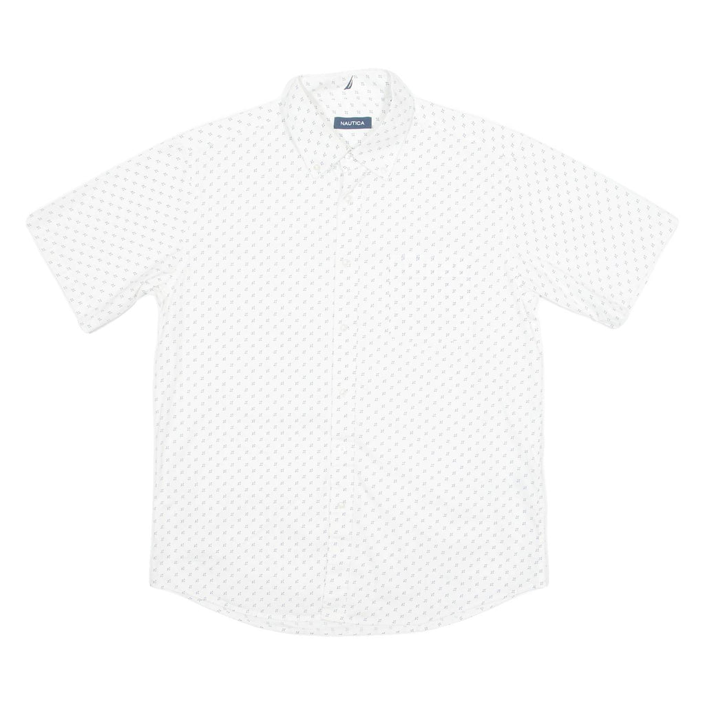 NAUTICA Mens Shirt White Crazy Pattern M