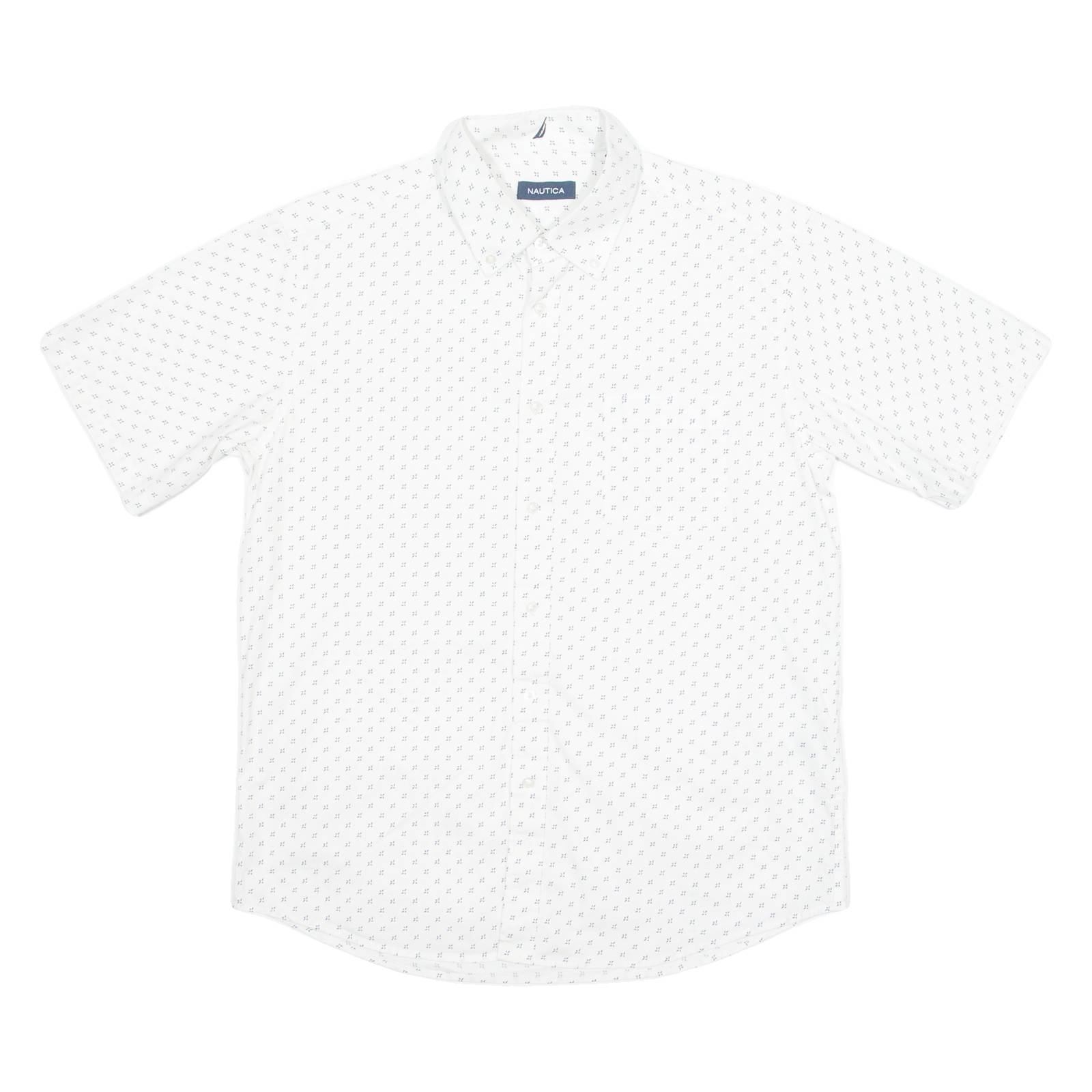 NAUTICA Mens Shirt White Crazy Pattern M