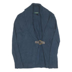 LAUREN RALPH LAUREN Womens Navy Blue Plain Cardigan Crew Neck Basic Knit M