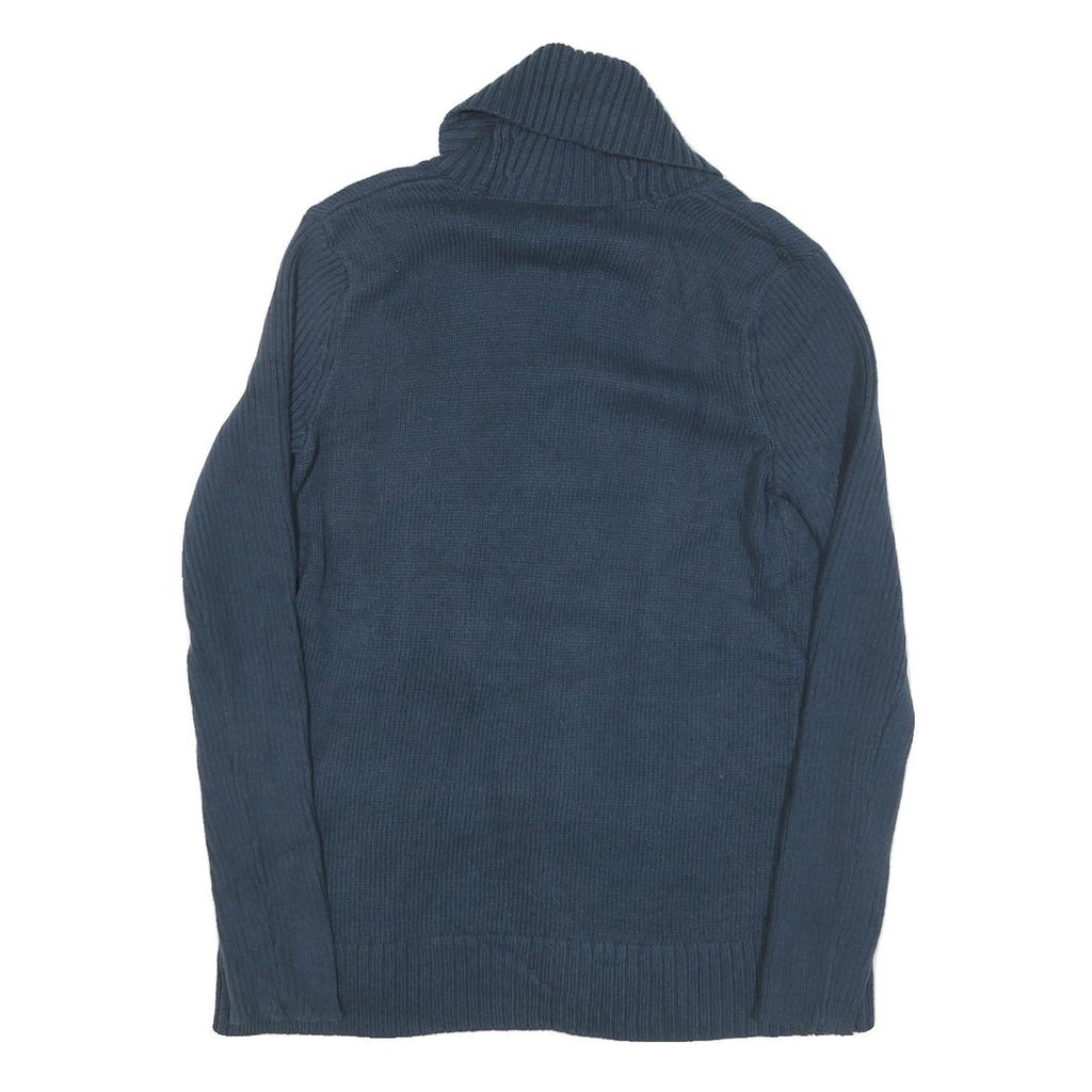 LAUREN RALPH LAUREN Womens Navy Blue Plain Cardigan Crew Neck Basic Knit M