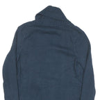 LAUREN RALPH LAUREN Womens Navy Blue Plain Cardigan Crew Neck Basic Knit M