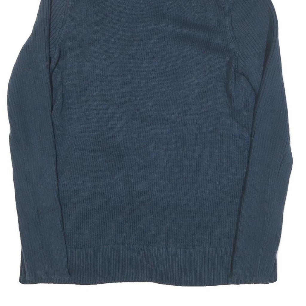 LAUREN RALPH LAUREN Womens Navy Blue Plain Cardigan Crew Neck Basic Knit M