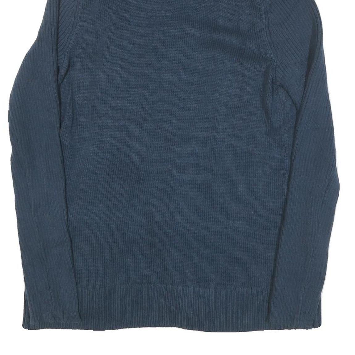 LAUREN RALPH LAUREN Womens Navy Blue Plain Cardigan Crew Neck Basic Knit M