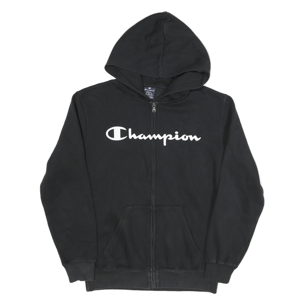 CHAMPION Mens Black Zip Hoodie S Cotton Blend Casual Zip Up Sweatshirt
