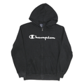 CHAMPION Mens Black Zip Hoodie S Cotton Blend Casual Zip Up Sweatshirt