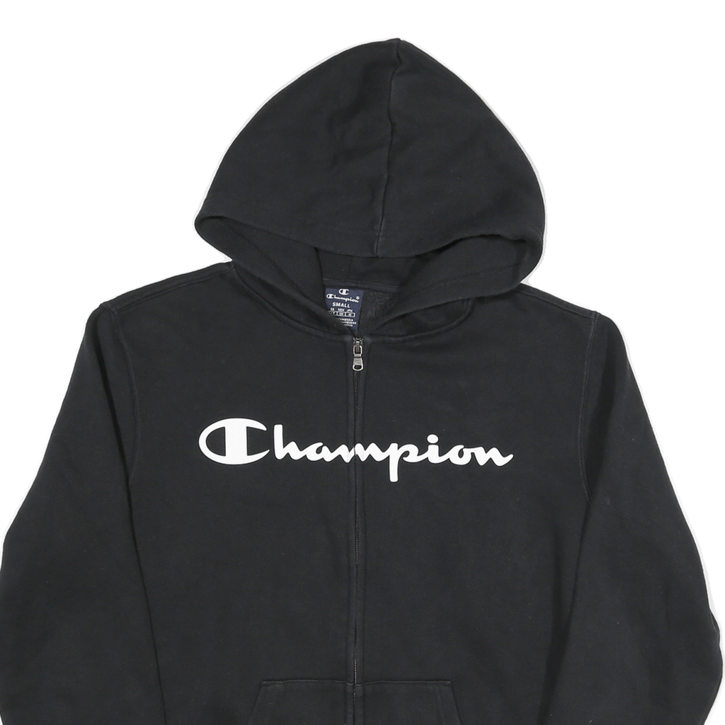 CHAMPION Mens Black Zip Hoodie S Cotton Blend Casual Zip Up Sweatshirt