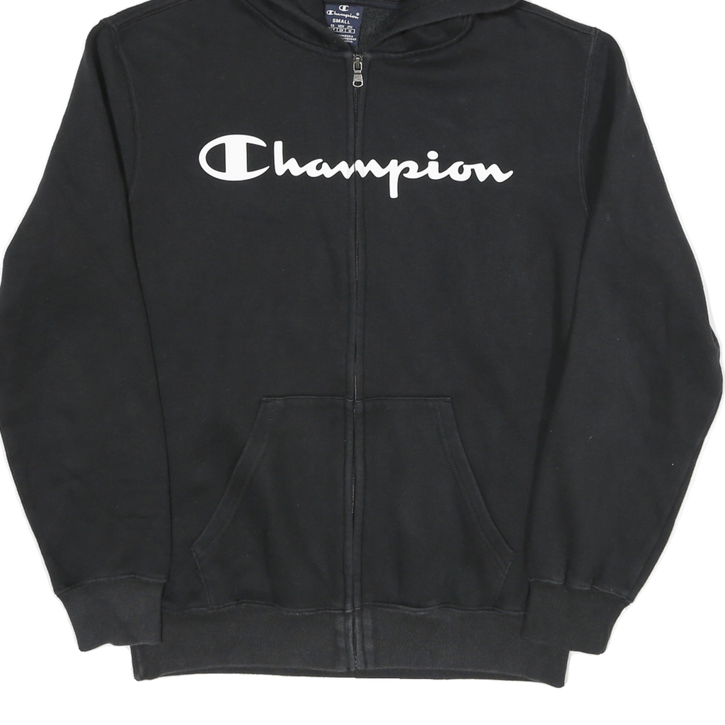 CHAMPION Mens Black Zip Hoodie S Cotton Blend Casual Zip Up Sweatshirt