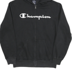 CHAMPION Mens Black Zip Hoodie S Cotton Blend Casual Zip Up Sweatshirt