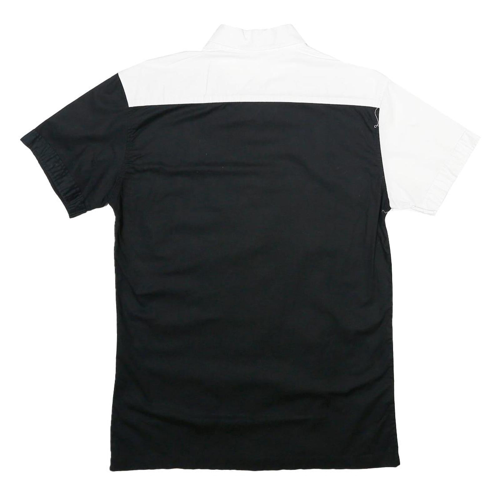 JUST REBEL Mens Black & White Abstract Pattern Cotton Shirt L Casual Button Up