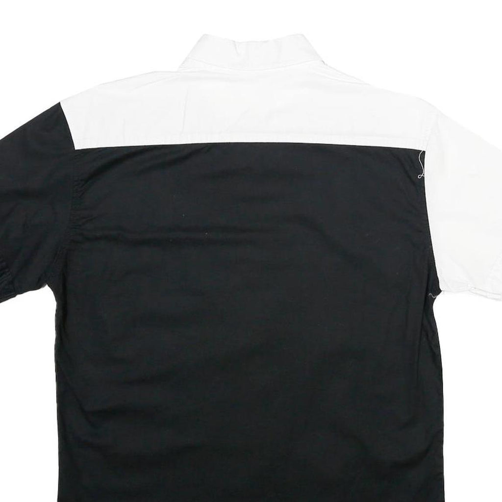 JUST REBEL Mens Black & White Abstract Pattern Cotton Shirt L Casual Button Up