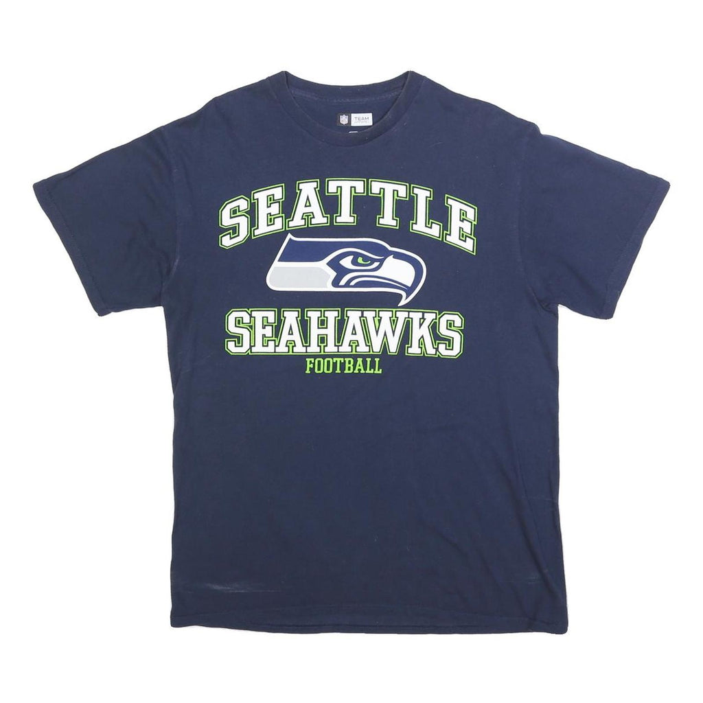 NFL Mens Blue Seattle Seahawks Football Graphic T-Shirt M Short Sleeve Crew Neck