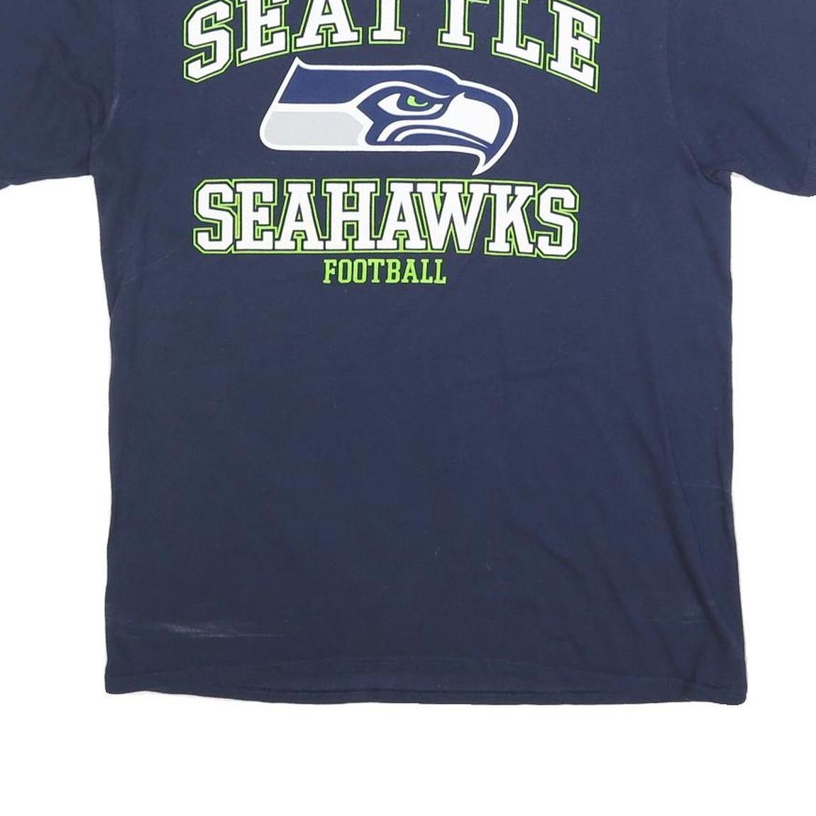 NFL Mens Blue Seattle Seahawks Football Graphic T-Shirt M Short Sleeve Crew Neck