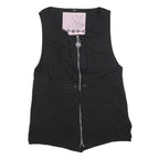 DIESEL Womens Black Cotton Blend Playsuit L Zip Front Drawstring Casual Summer