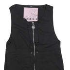 DIESEL Womens Black Cotton Blend Playsuit L Zip Front Drawstring Casual Summer