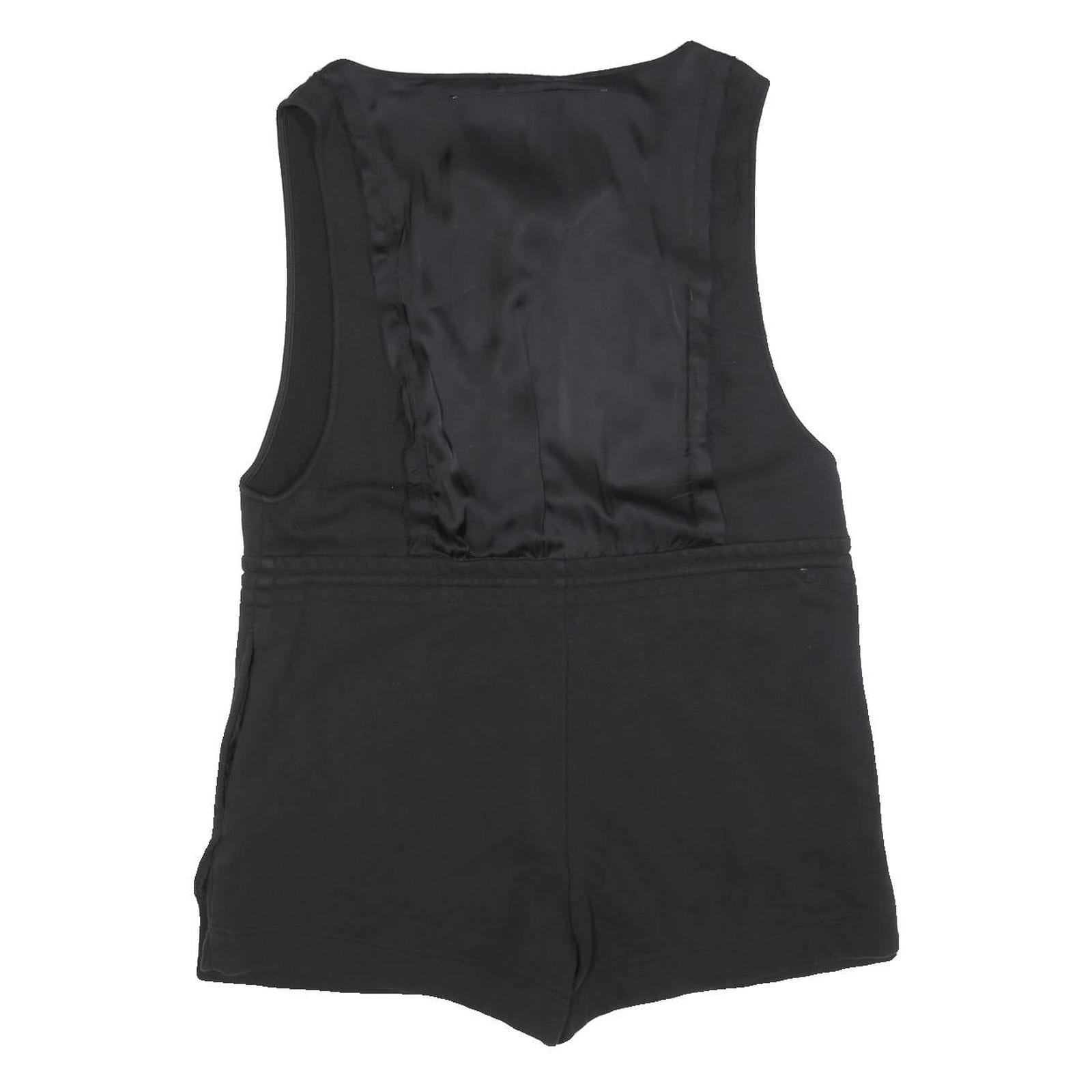 DIESEL Womens Black Cotton Blend Playsuit L Zip Front Drawstring Casual Summer