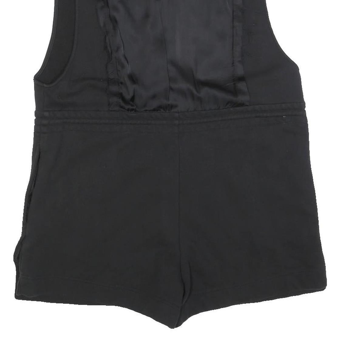 DIESEL Womens Black Cotton Blend Playsuit L Zip Front Drawstring Casual Summer