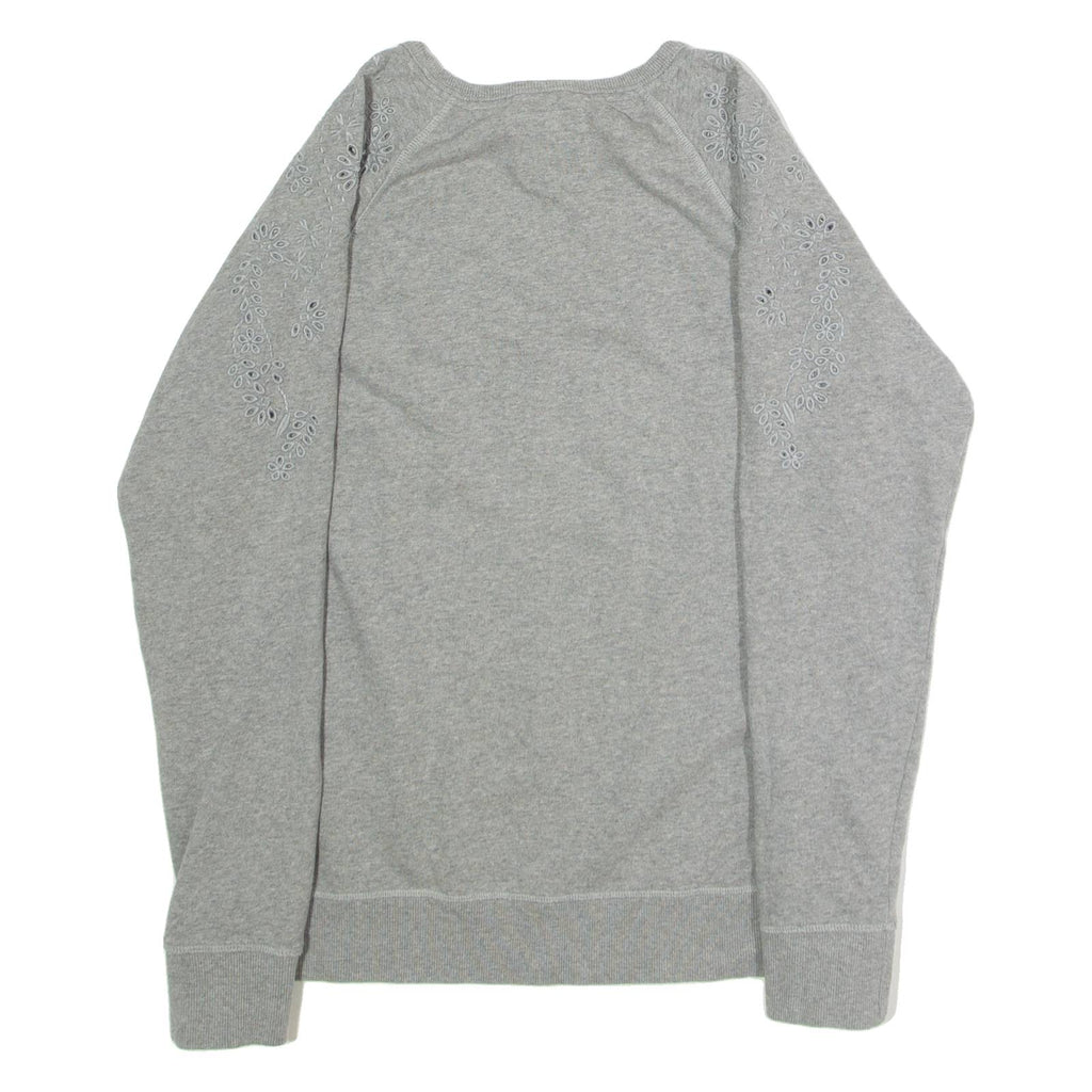 SUPERDRY Floral Womens Sweatshirt Grey Crew Neck UK 12