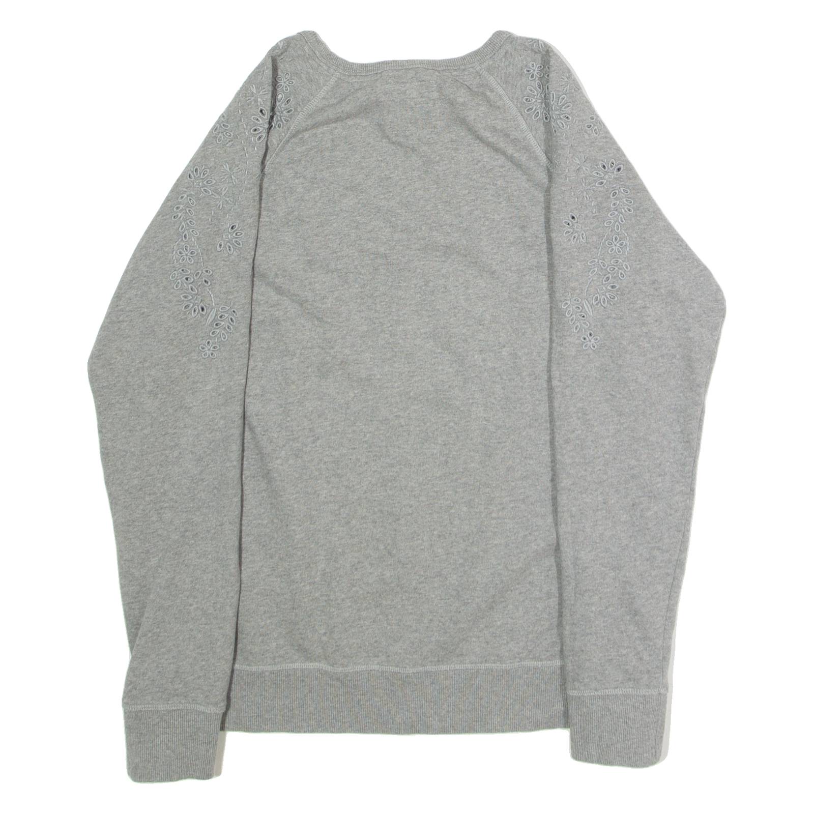 SUPERDRY Floral Womens Sweatshirt Grey Crew Neck UK 12